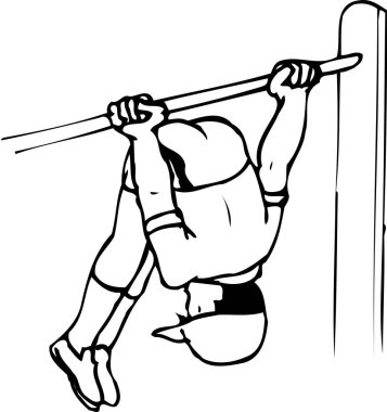 Beyaz arka planda çubuk üzerinde egzersiz yapan çocuk. 