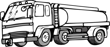 Beyaz arkaplanda kamyon çizimi