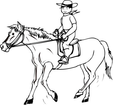 Çizgi film karakteri at çizgisi ikonu çiziyor.