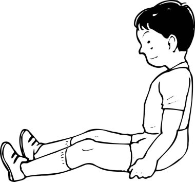 Çocuk yerde oturuyor, boyama kitabı.