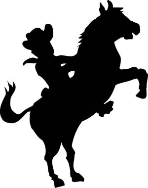 kovboy atı siluet beyaz zemin üzerine.