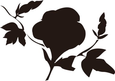 Yapraklı çiçeklerin bembeyaz arkaplanda izole edilmiş basit siyah-beyaz çizimi