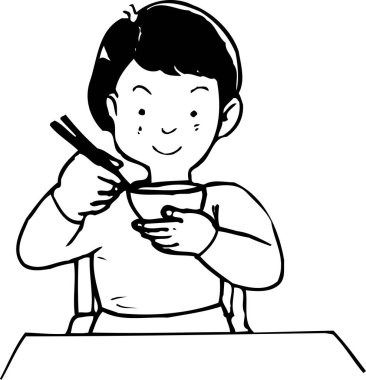 Siyah beyaz çizimler yiyen bir adam. 