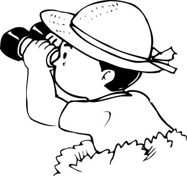 Dürbün çizgisi resimli çocuk