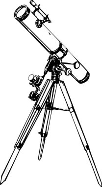 Beyaz arkaplanda teleskobun doğrusal çizimi