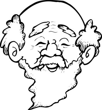 Sakallı ve bıyıklı yaşlı adam. r resimleme