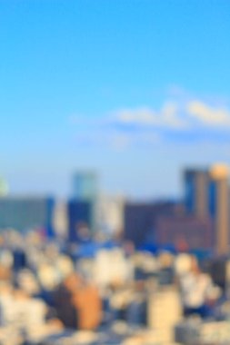 Tokyo şehir manzarasının bulanık hava manzarası, Japonya