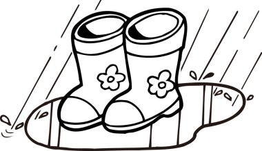  Yağan yağmurlu çizmelerin çizimi 