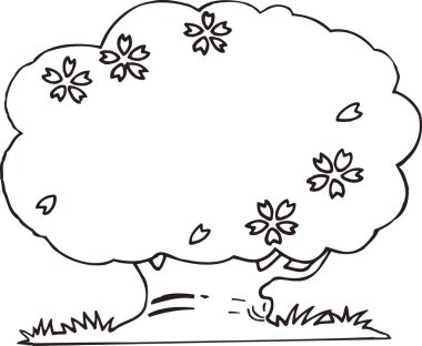 El çizimi çizimi çizimi. Çiçek ağacıyla boyama kitabı sayfası 