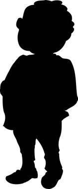 Dışarıda tek başına duran küçük bir çocuğun silueti.