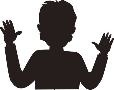 Beyaz arka planda izole edilmiş siyah beyaz insan silueti.