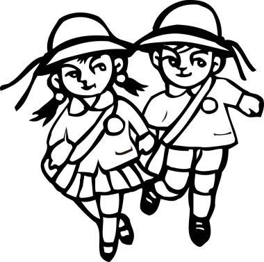 Gülümseyen şapkalar takan iki çocuk