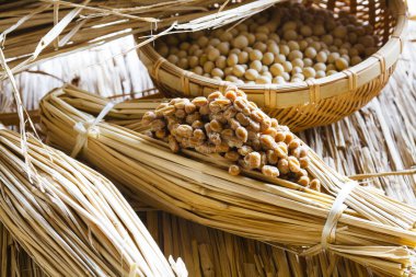 Natto, mayalanmış soya fasulyesi, Japon sağlıklı geleneksel yiyeceği.
