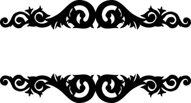 iki çiçek desenli çerçeve, beyaz arkaplanda izole edilmiş basit siyah beyaz çizim