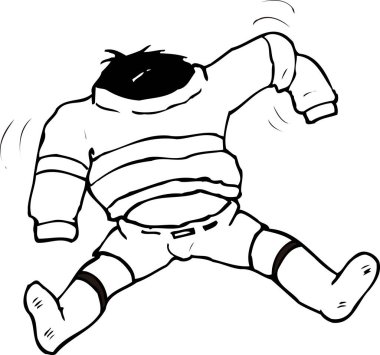  Çizgi filmdeki süveter giyen bir çocuğun çizimi. 