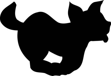 Köpeğin silueti, beyaz arkaplanda izole edilmiş basit siyah beyaz çizim
