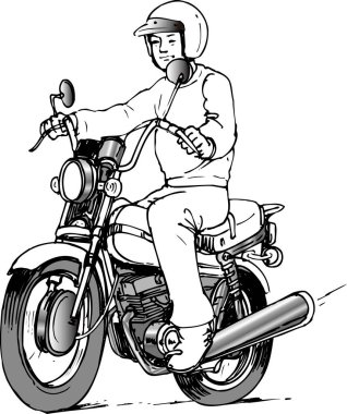 Motosikletli adamın çizimi