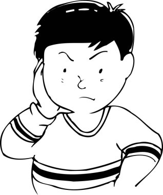 çizgi filmci çocuk diş ağrısı illüstrasyonundan muzdarip. 