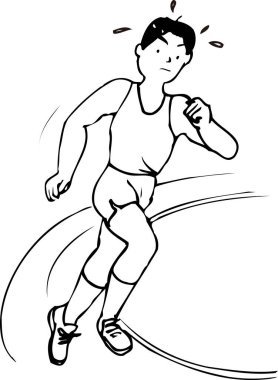 Beyaz arkaplanda koşan bir adamın basit siyah çizimi.