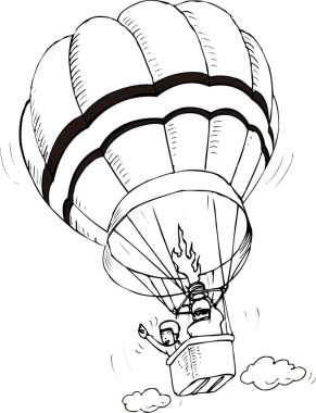 uçan hava balonu çizgisi resimleme