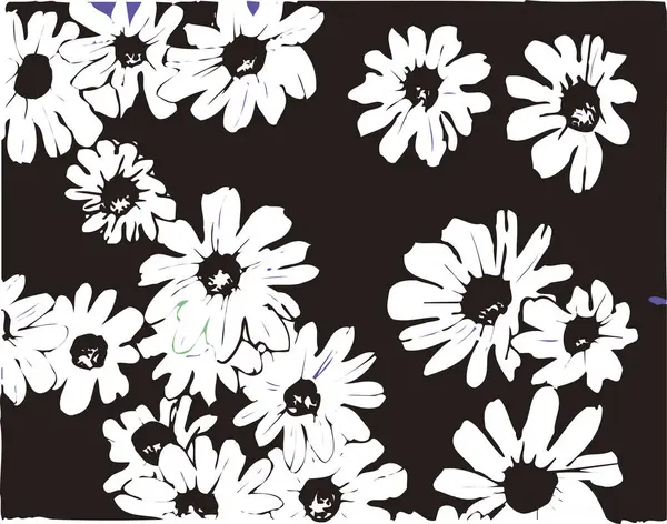 Zwart Wit Illustratie Van Bloemen — Stockfoto