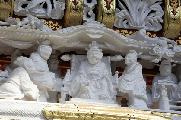 Primo Piano Della Tradizionale Decorazione Antica Nel Tempio Giapponese Legno — Foto Stock