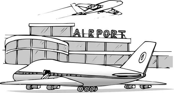 Schets Illustratie Van Luchthaventerminal — Stockfoto