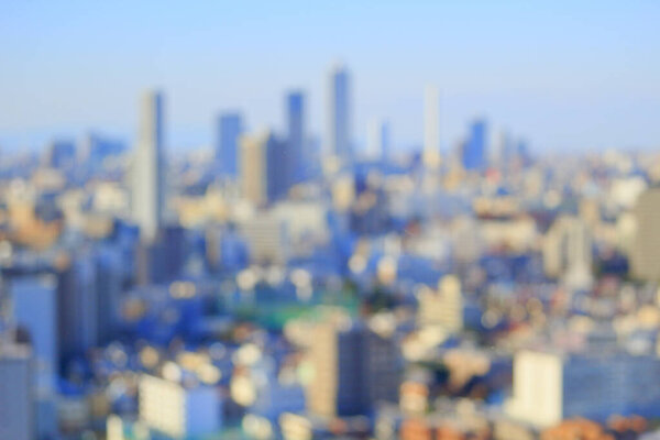 Blurred aerial view of Tokyo cityscape, Japan