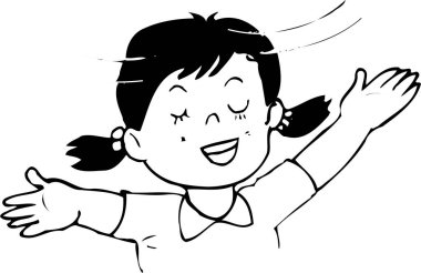 Gülen güzel bir kızın karikatür çizimi..