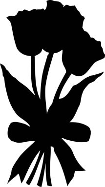 Beyaz üzerine siyah çiçek silueti 