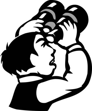 Dürbün çizgisi resimlerini izleyen adam