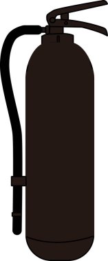 Yangın söndürücü, beyaz arka planda izole edilmiş basit siyah beyaz çizim.