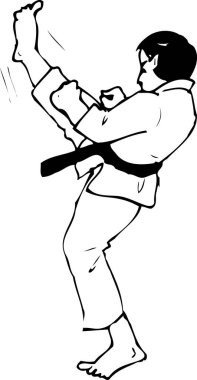 Karateci adamın basit siyah silüeti