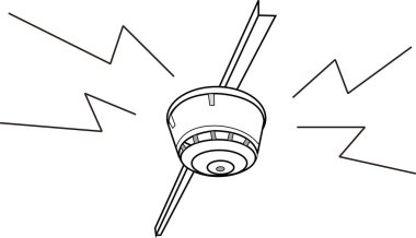 Yangın söndürme sisteminin siyah beyaz çizimi