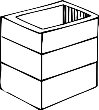 dikdörtgen ekici kutusu, beyaz arkaplanda izole edilmiş basit siyah beyaz çizim