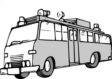 Otobüs simgesi. Beyaz arkaplanda ulaşım çizelgesi