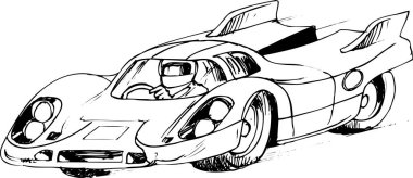 Spor araba çizimi basit biçim çizimi illüstrasyonu