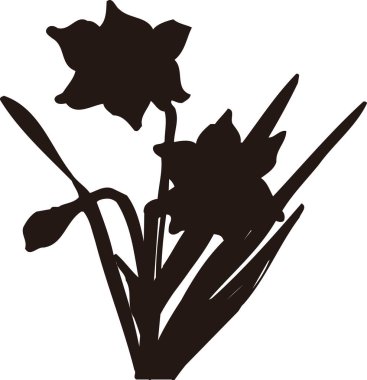 Siyah Çiçek Silueti Beyaz arka planda izole edildi 