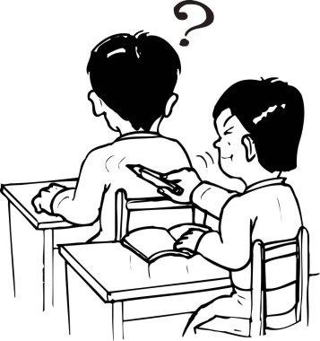 Çocuk ders sırasında başka bir çocuğu dürtüyor.