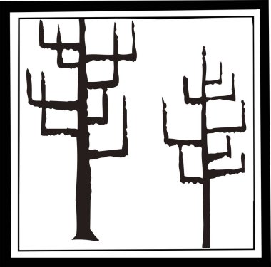 Siyah ve beyaz resimli siyah ağaçlar 