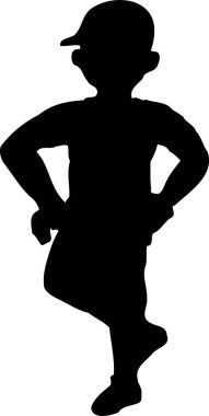 Siyah bir siluet tasviri. Şapkalı, elleri kalçasında duran bir kişi..