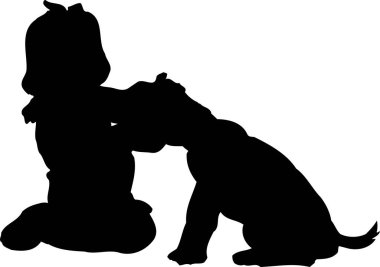 Oturan küçük bir çocuğun silueti.