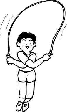 İp atlayan çizgi film çocuğu. 