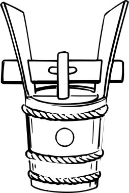 El çizimi çizimi çizimi. Tahta kovayla boyama kitabı sayfası   
