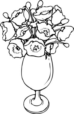 Çiçeklerin siyah basit silüeti