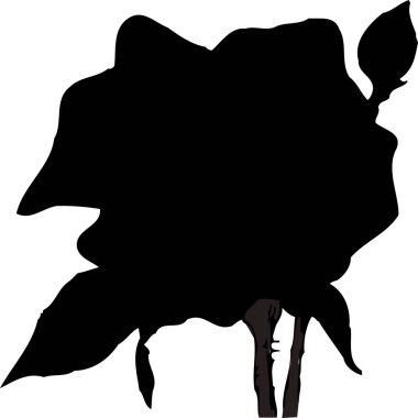 El çizimi siyah siluet, çiçek çizimi 