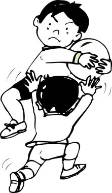 Beyaz arka planda top oynayan sevimli çocuklar. 