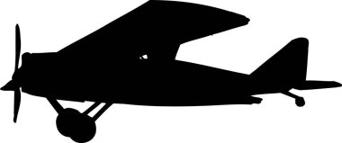 Uçağın silueti, beyaz arkaplanda izole edilmiş basit siyah beyaz çizim