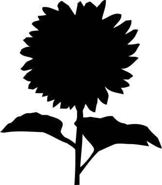 Çiçeğin silueti, beyaz arkaplanda izole edilmiş basit siyah beyaz çizim