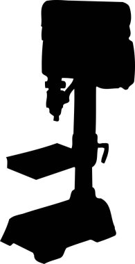 Büyük bir endüstriyel matkabın siyah silueti..